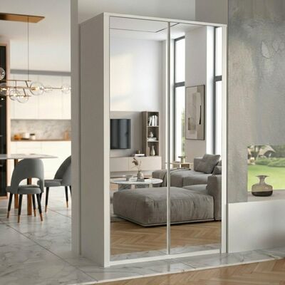 Maxim vaatekaappi peiliovilla 113x197x53 cm valkoinen